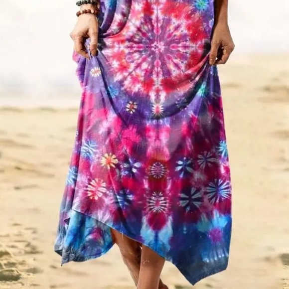 Boho Tie Dye Maxi Dress - Picture 3 of 5